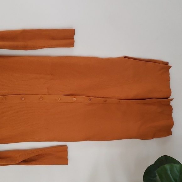 Moth Anthropologie mustard yellow button down ribbed sweater midi maxi dress Med - Picture 3 of 12